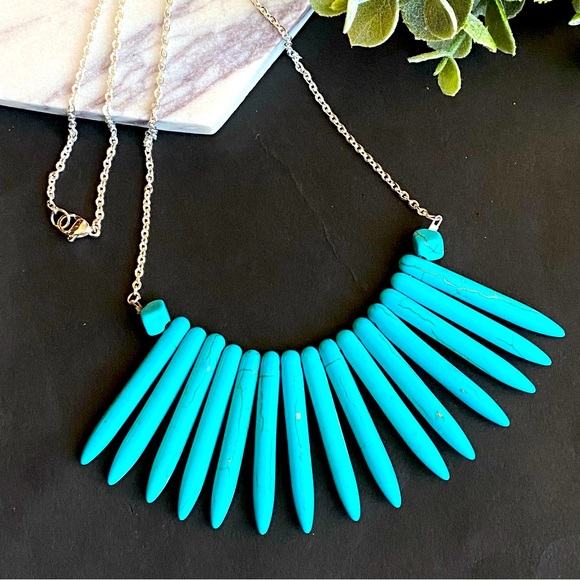 Turquoise Necklace Pib Necklace blue Natural Gemstone silver handmade je… - Picture 1 of 4